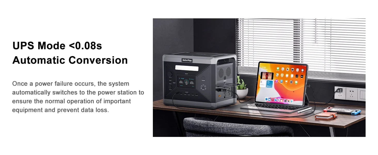 SOLARPLAY Q2501 2160Wh Portable Power Station - 2400W Solar Generator - 15
