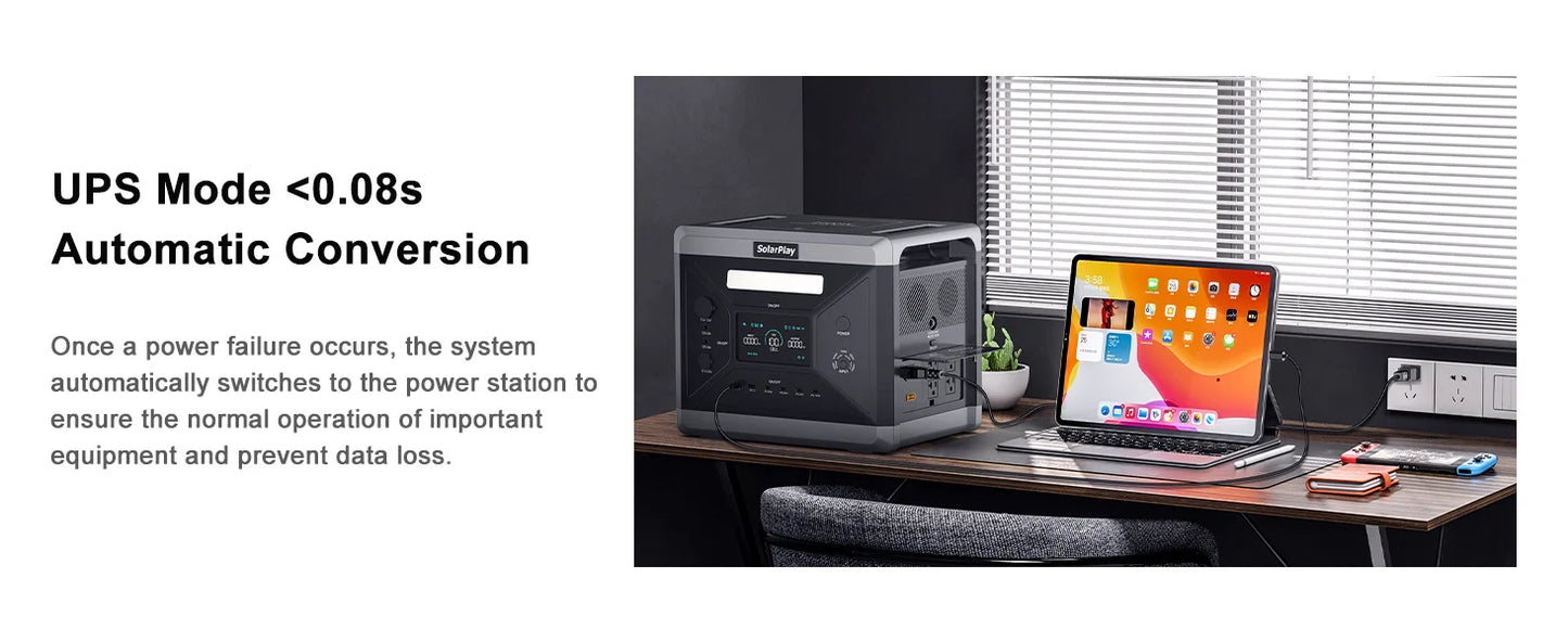 SOLARPLAY Q2501 2160Wh Portable Power Station - 2400W Solar Generator