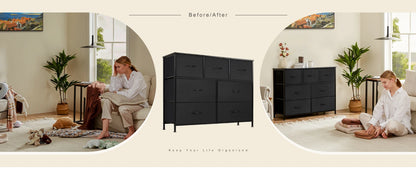 7-Drawer Fabric Dresser Organizer - Sturdy Storage Chest for Bedroom