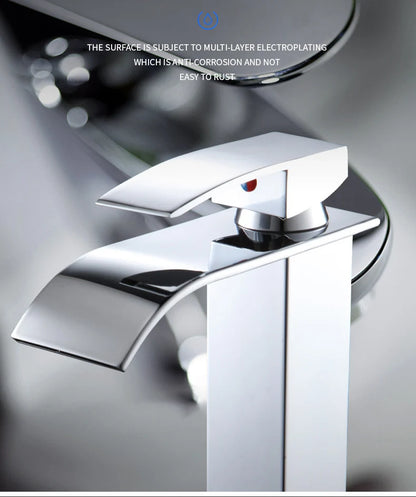 Modern Waterfall Bathroom Sink Faucet - Hot & Cold Stainless Steel