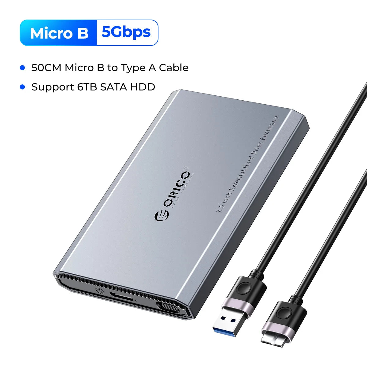 ORICO 2.5" Type-C Hard Drive Enclosure - 5Gbps USB External HDD/SSD Case - 18