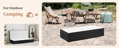 Portable Tri-Fold Memory Foam Mattress - Foldable Floor Bed for Guest & Travel