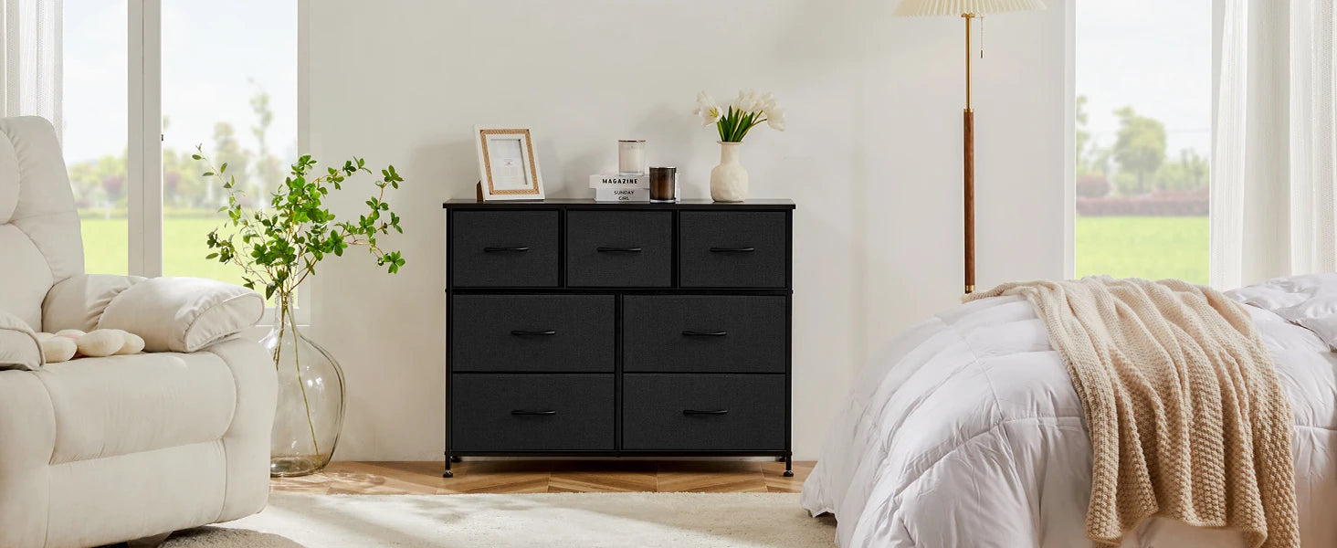7-Drawer Fabric Dresser Organizer - Sturdy Storage Chest for Bedroom - 8