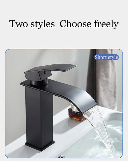 Modern Waterfall Bathroom Sink Faucet - Hot & Cold Stainless Steel