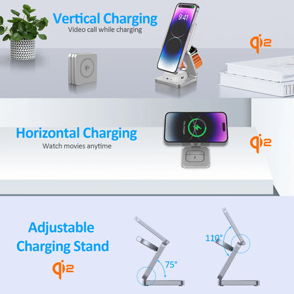 3-in-1 Magnetic Wireless Charging Station for iPhone, Apple Watch & AirPods