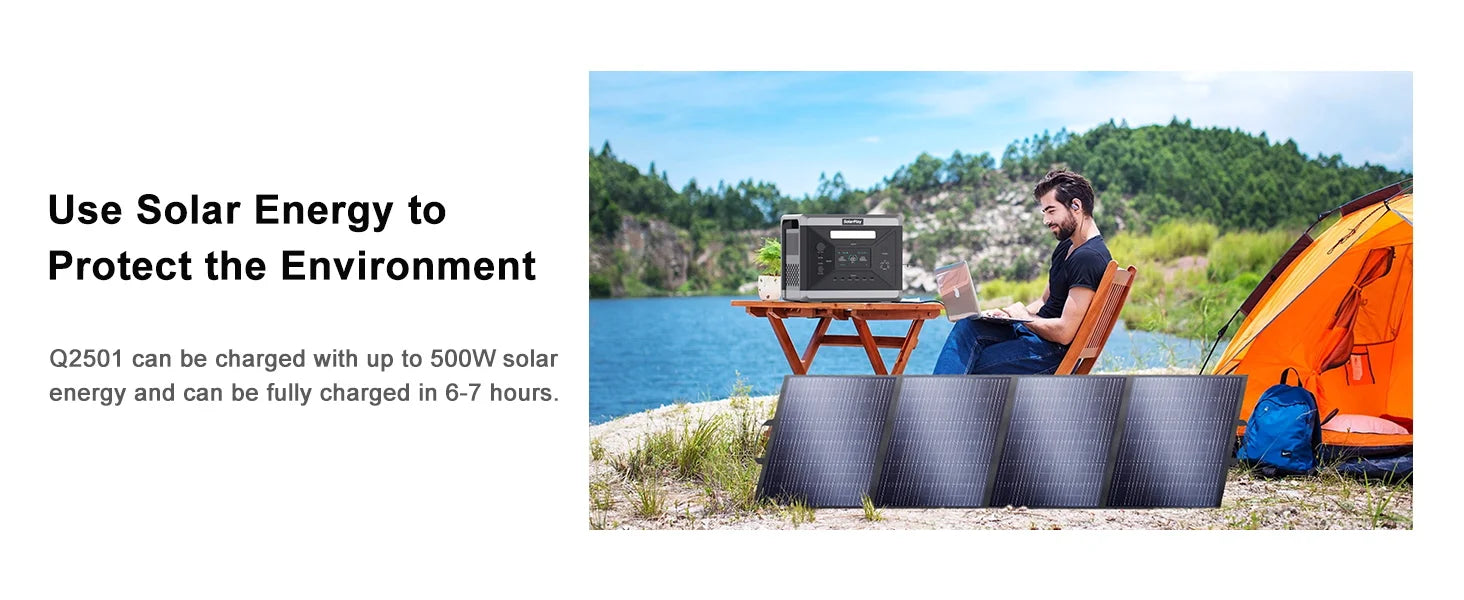 SOLARPLAY Q2501 2160Wh Portable Power Station - 2400W Solar Generator - 13