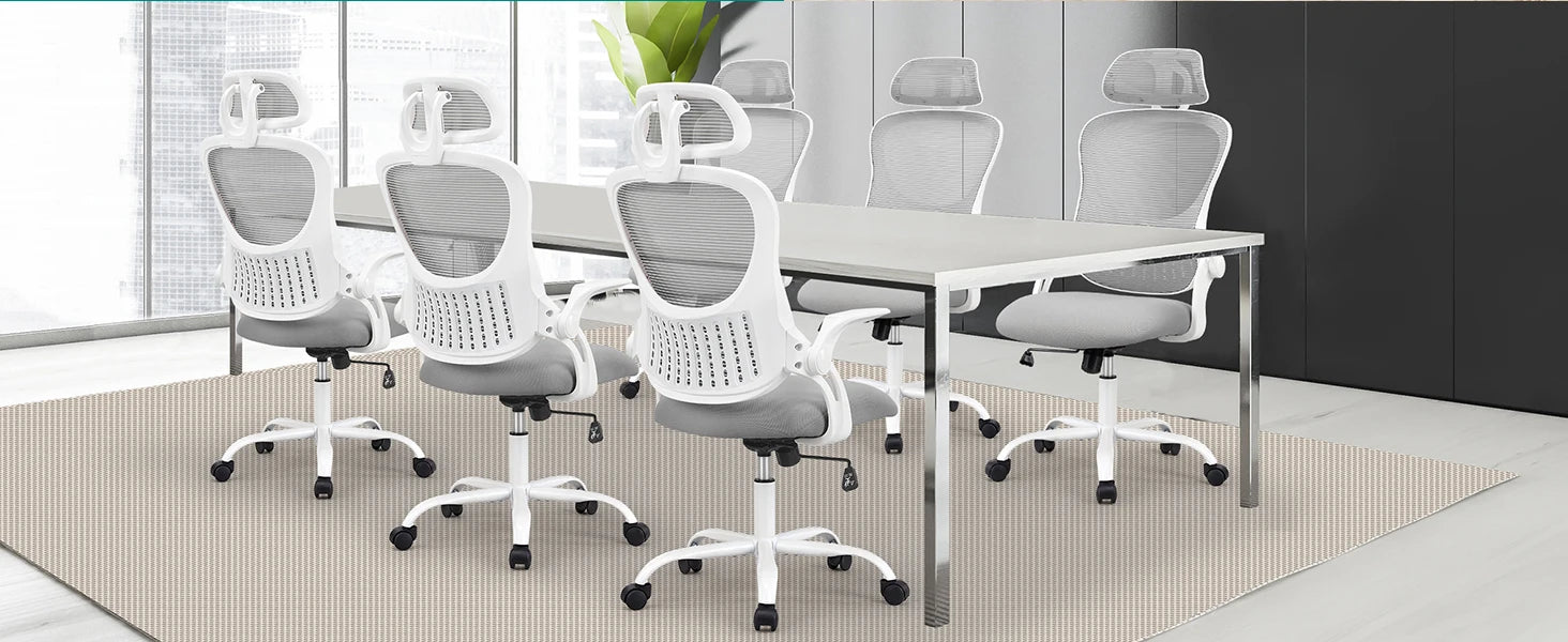 Ergonomic Mesh Office Chair with Adjustable Headrest & Flip-Up Arms - 7