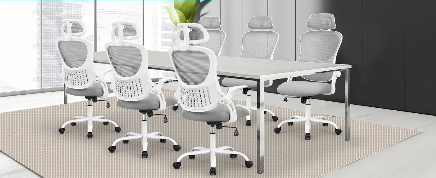 Ergonomic Mesh Office Chair with Adjustable Headrest & Flip-Up Arms