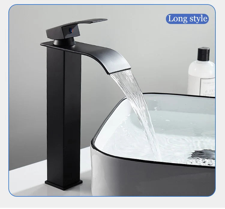 Modern Waterfall Bathroom Sink Faucet - Hot & Cold Stainless Steel