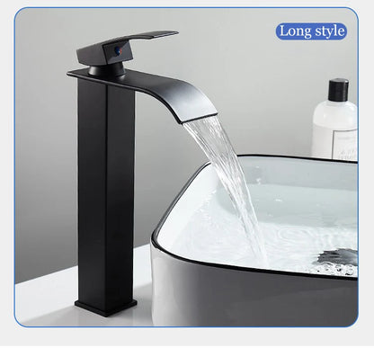 Modern Waterfall Bathroom Sink Faucet - Hot & Cold Stainless Steel