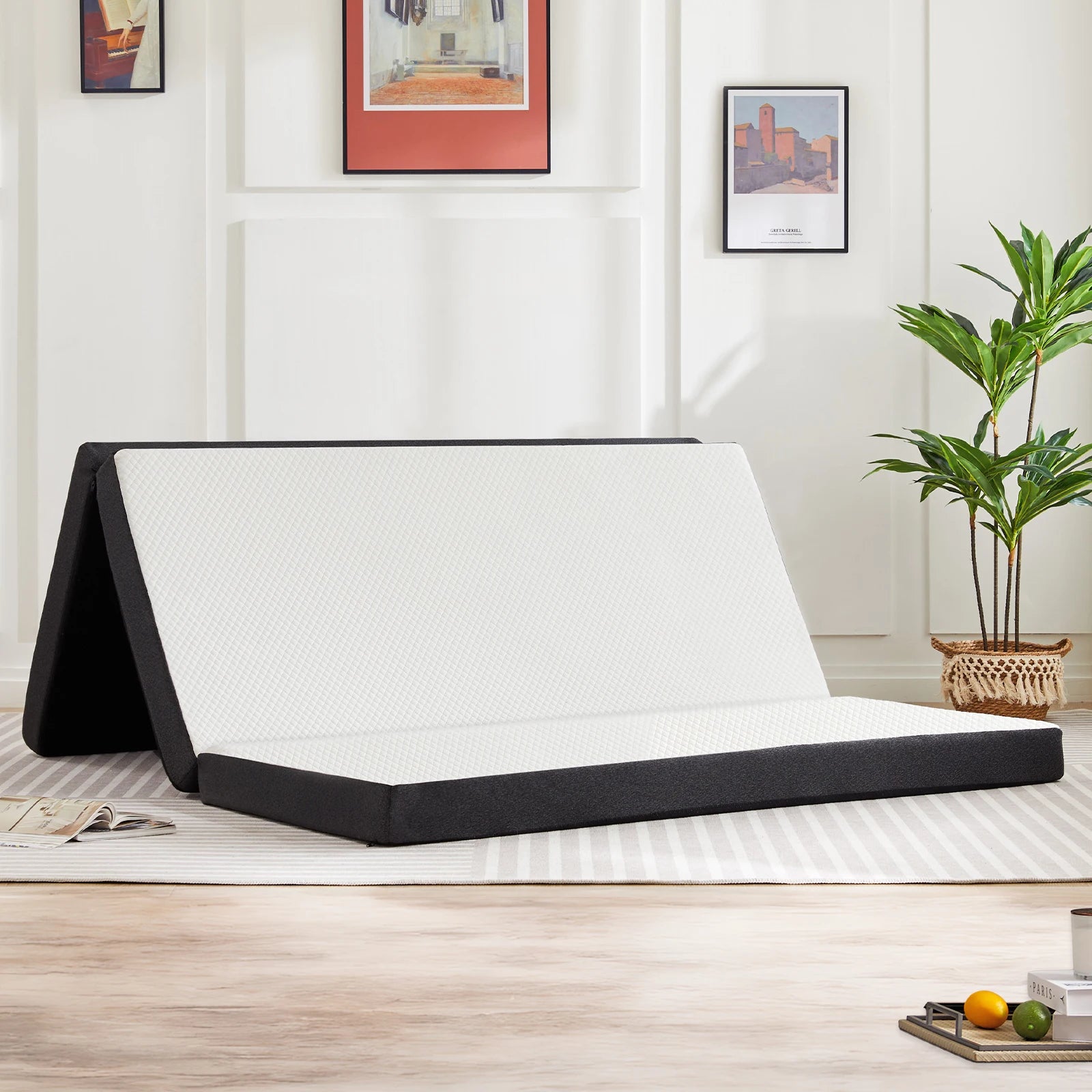 Portable Tri-Fold Memory Foam Mattress - Foldable Floor Bed for Guest & Travel - 12
