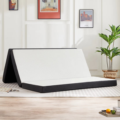 Portable Tri-Fold Memory Foam Mattress - Foldable Floor Bed for Guest & Travel