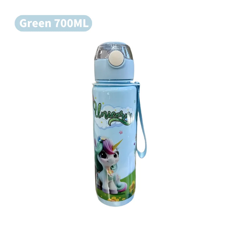 700ml Cartoon Straw Water Bottle – Leak-Proof Portable Kids Sports Cup