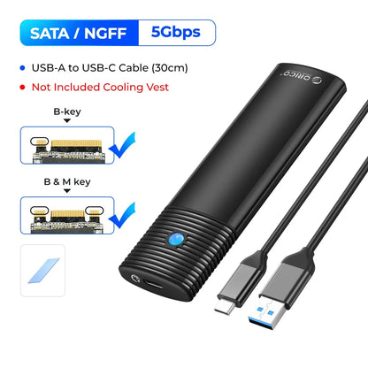 ORICO M.2 NVMe SATA SSD Enclosure Adapter USB 3.2 10Gbps Tool-Free Case