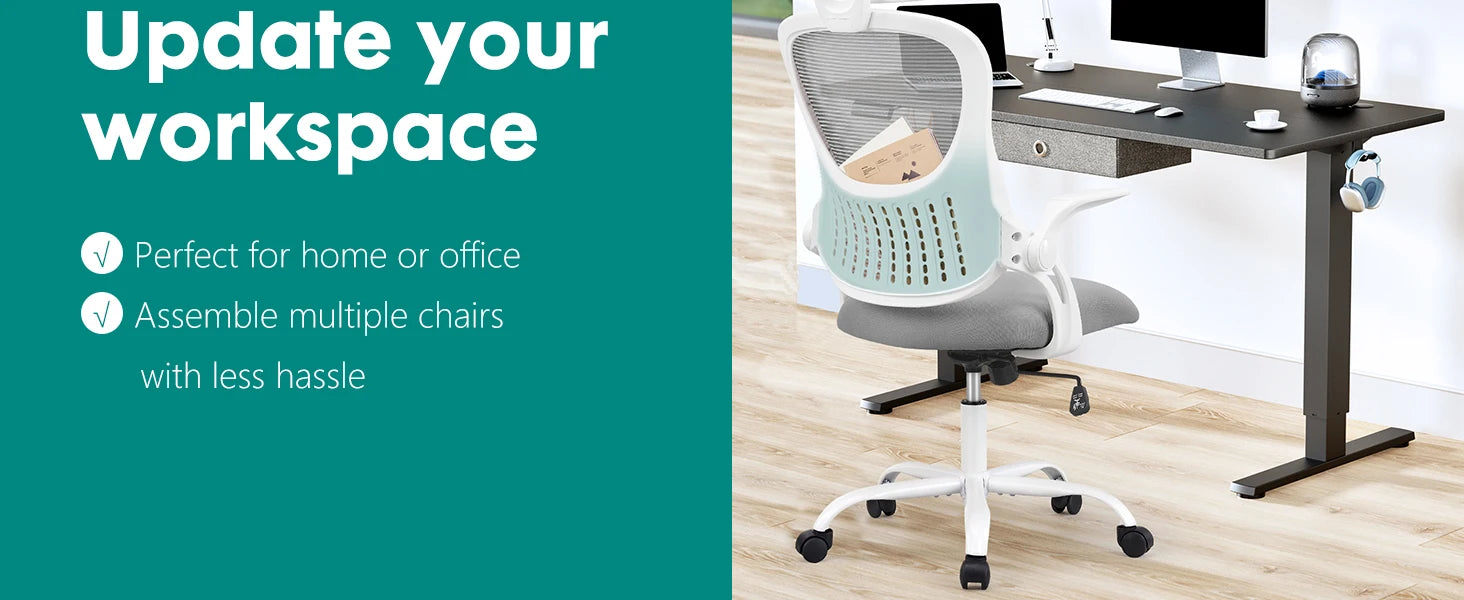 Ergonomic Mesh Office Chair with Adjustable Headrest & Flip-Up Arms - 8