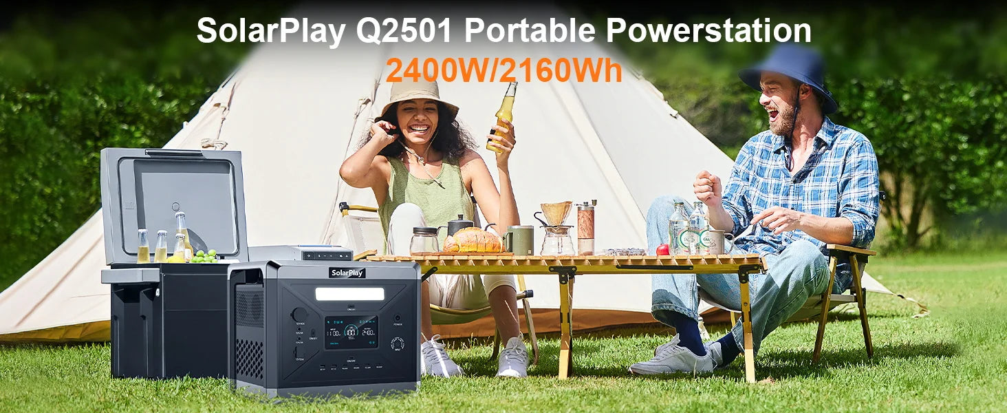 SOLARPLAY Q2501 2160Wh Portable Power Station - 2400W Solar Generator - 10