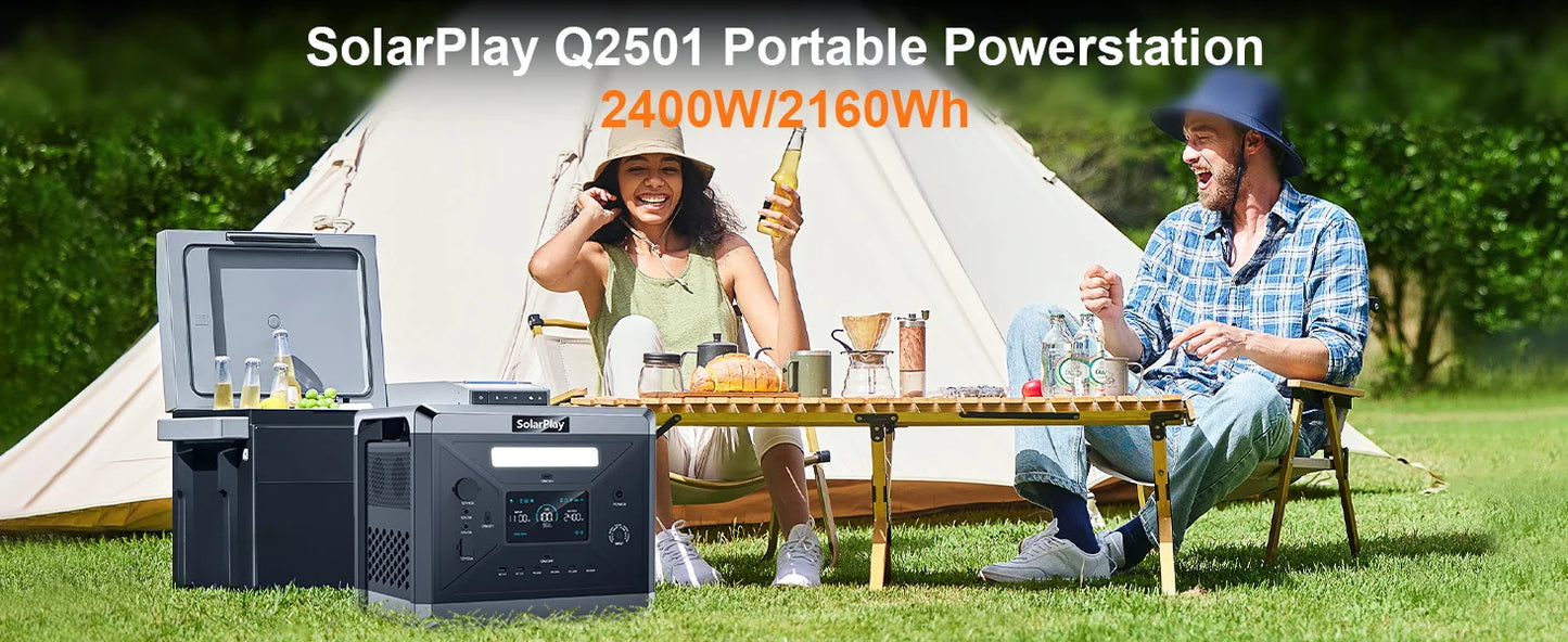 SOLARPLAY Q2501 2160Wh Portable Power Station - 2400W Solar Generator