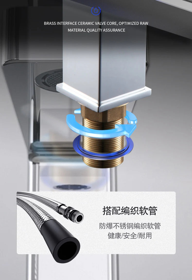 Modern Waterfall Bathroom Sink Faucet - Hot & Cold Stainless Steel