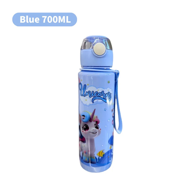 700ml Cartoon Straw Water Bottle – Leak-Proof Portable Kids Sports Cup