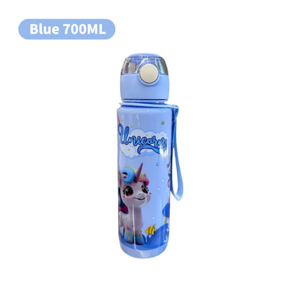 700ml Cartoon Straw Water Bottle – Leak-Proof Portable Kids Sports Cup