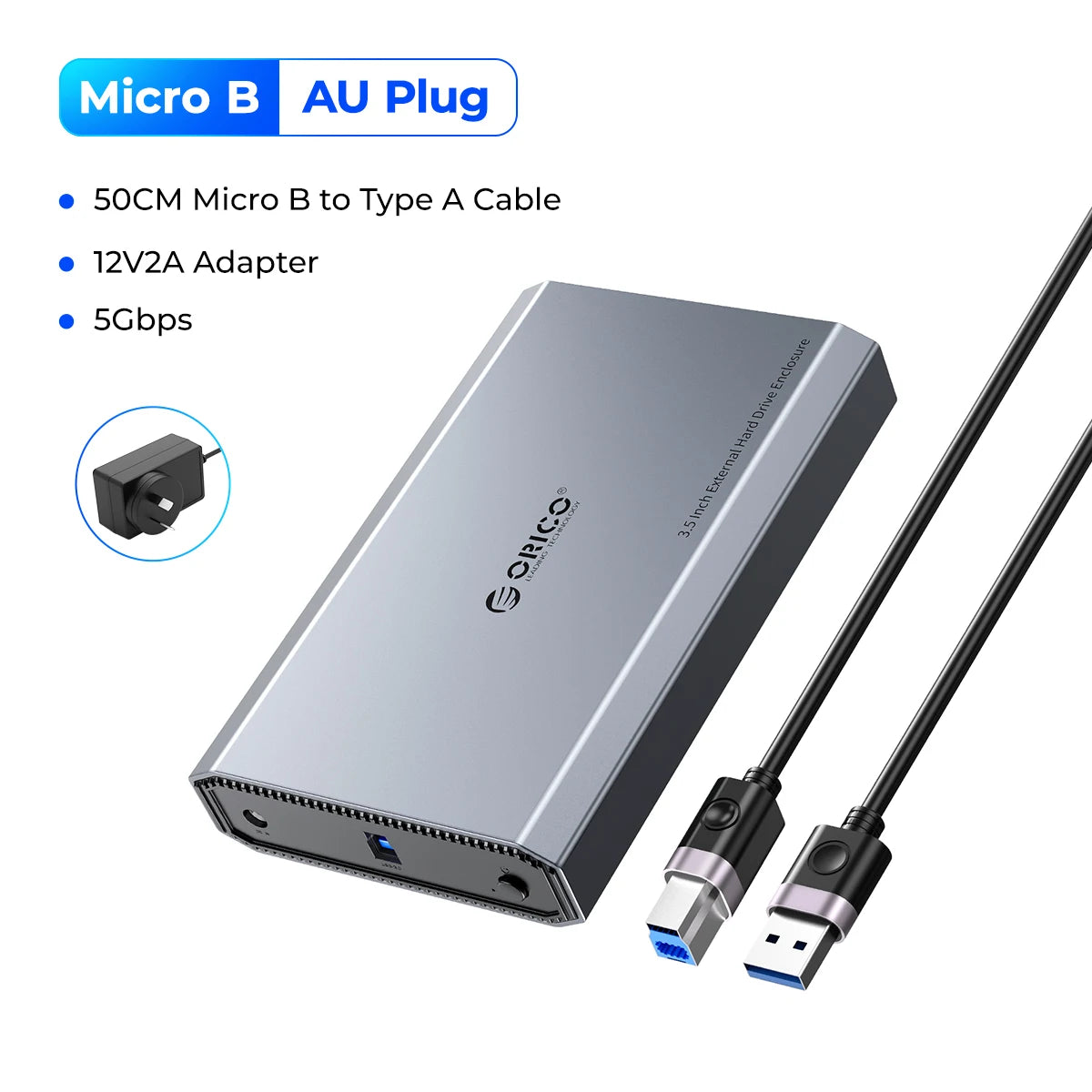 ORICO 3.5" SATA Hard Drive Enclosure USB 3.0/Type-C External HDD Case