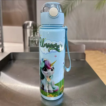 700ml Cartoon Straw Water Bottle – Leak-Proof Portable Kids Sports Cup