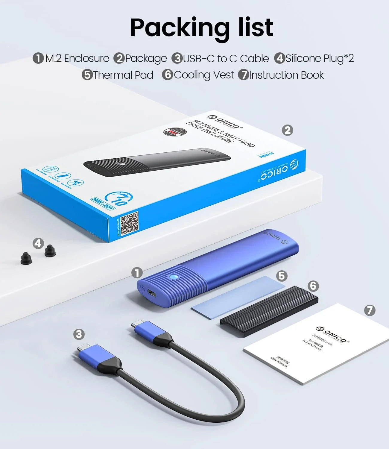 ORICO M.2 NVMe SATA SSD Enclosure Adapter USB 3.2 10Gbps Tool-Free Case - 6