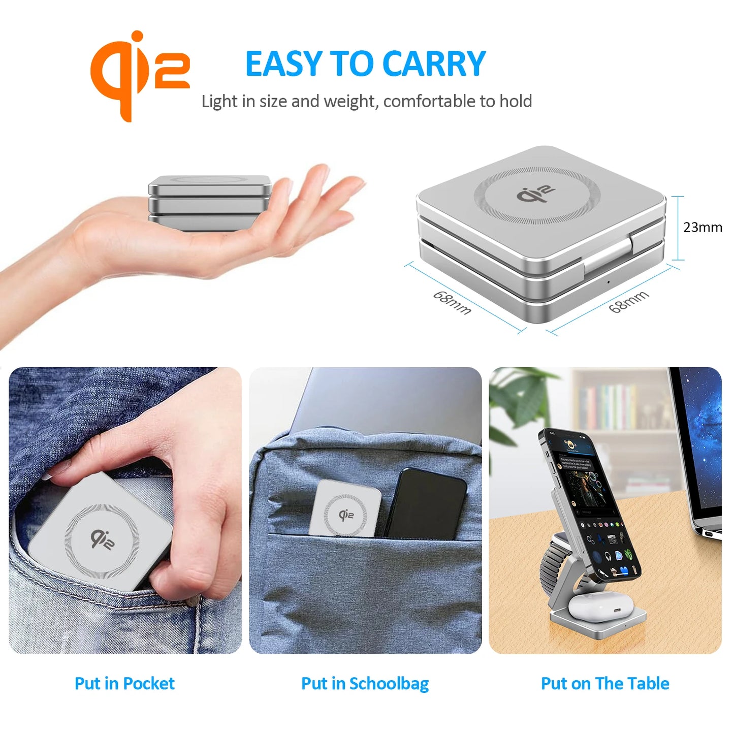 3-in-1 Magnetic Wireless Charging Station for iPhone, Apple Watch & AirPods