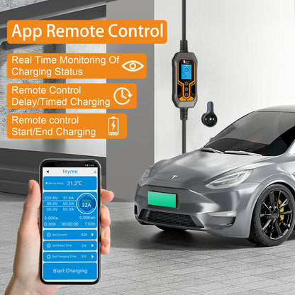 7KW Portable EV Charger Type 2, 32A Smart Wi-Fi Electric Vehicle Charger