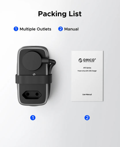 Portable EU Travel Power Strip with USB-C & Fast Charging – 5-in-1 Compact