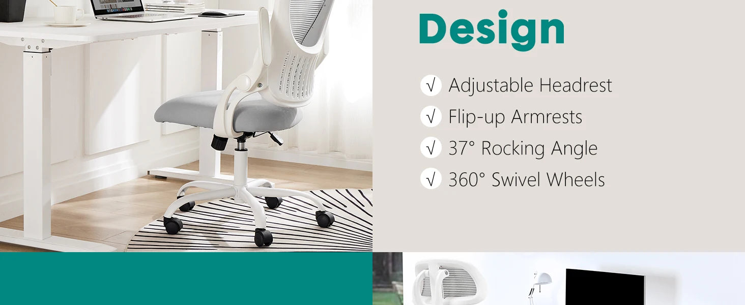 Ergonomic Mesh Office Chair with Adjustable Headrest & Flip-Up Arms - 10