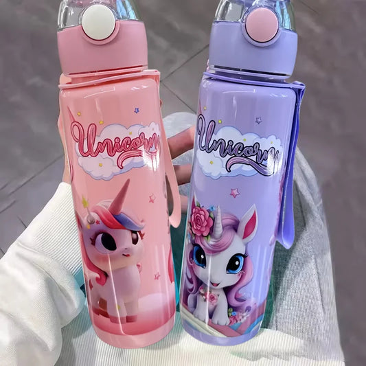 700ml Cartoon Straw Water Bottle – Leak-Proof Portable Kids Sports Cup