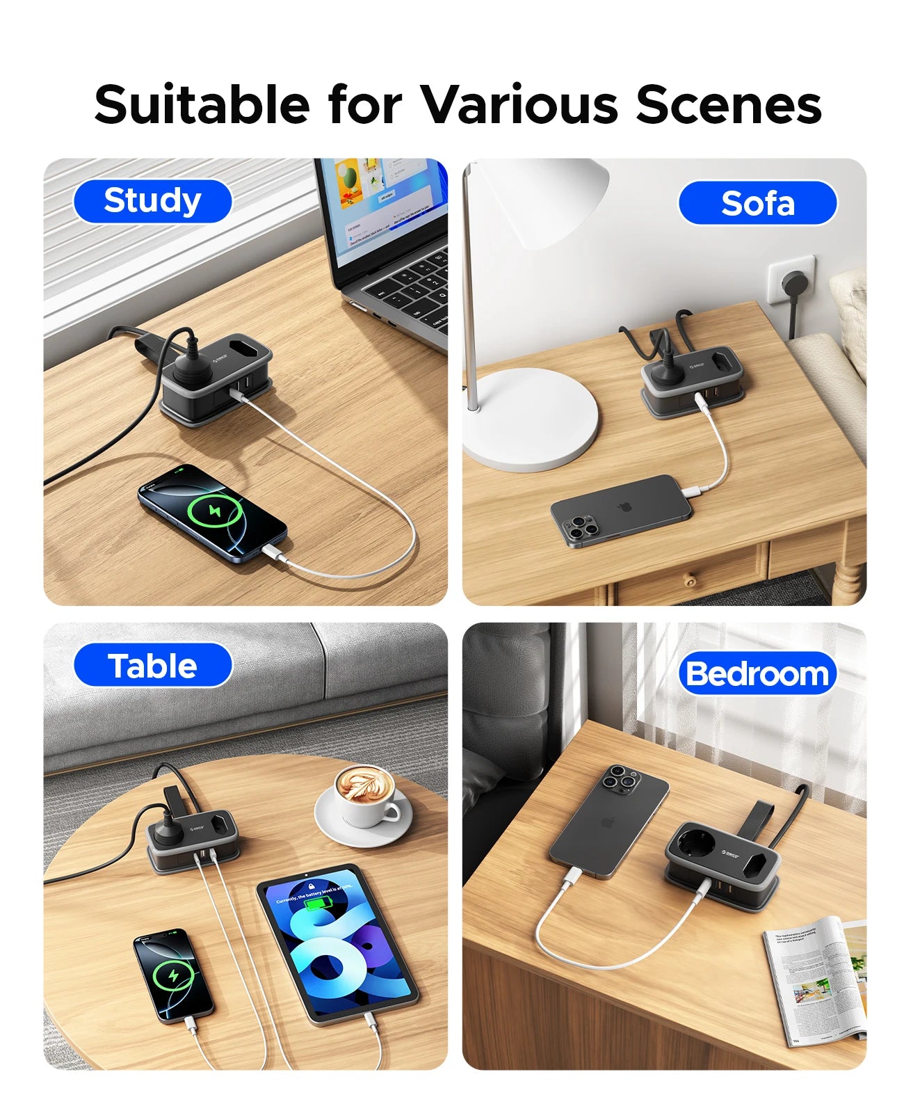 Portable EU Travel Power Strip with USB-C & Fast Charging – 5-in-1 Compact - 14