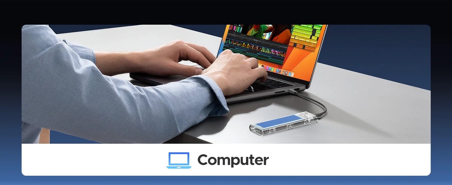 Orico M.2 NVMe SATA SSD Enclosure - 10Gbps Portable USB-C Adapter for 4TB