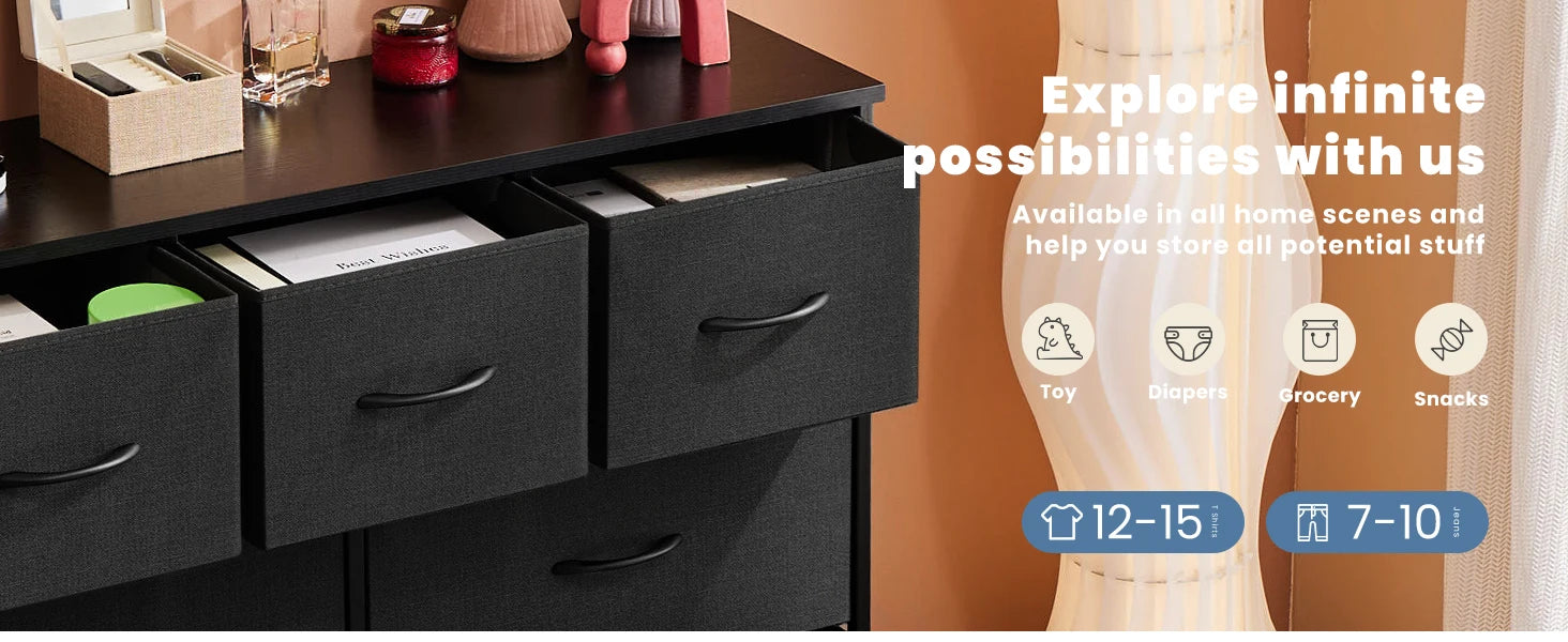 7-Drawer Fabric Dresser Organizer - Sturdy Storage Chest for Bedroom - 10