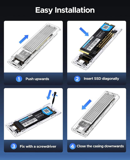 Orico M.2 NVMe SATA SSD Enclosure - 10Gbps Portable USB-C Adapter for 4TB