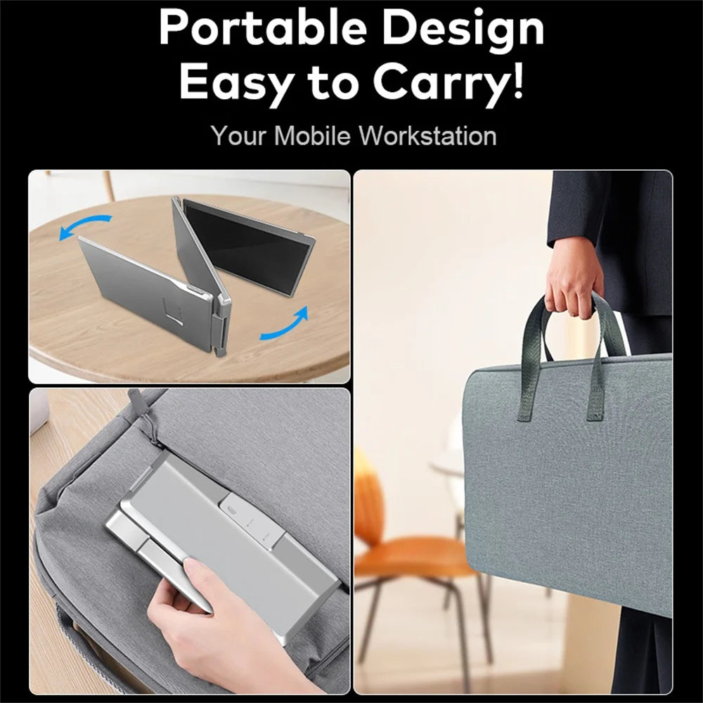 Portable Triple Screen Laptop Extender - 16" FHD IPS Dual Monitor Setup
