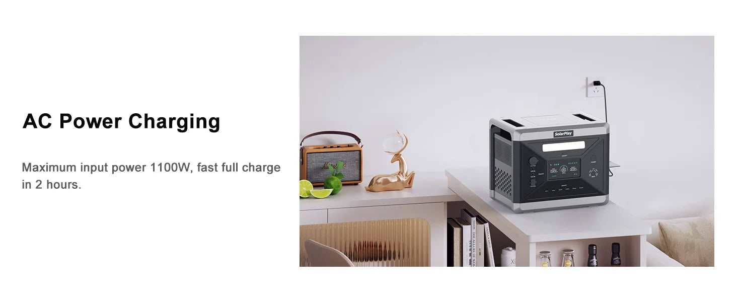 SOLARPLAY Q2501 2160Wh Portable Power Station - 2400W Solar Generator - 14