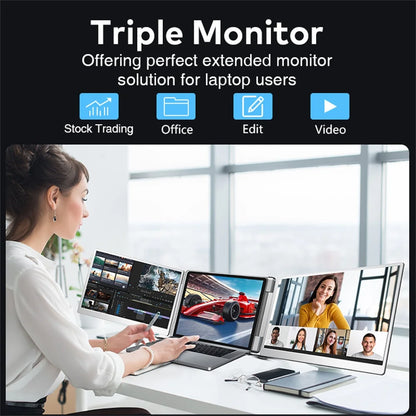Portable Triple Screen Laptop Extender - 16" FHD IPS Dual Monitor Setup
