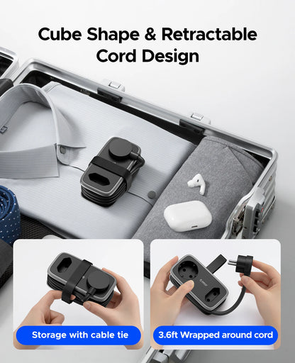 Portable EU Travel Power Strip with USB-C & Fast Charging – 5-in-1 Compact