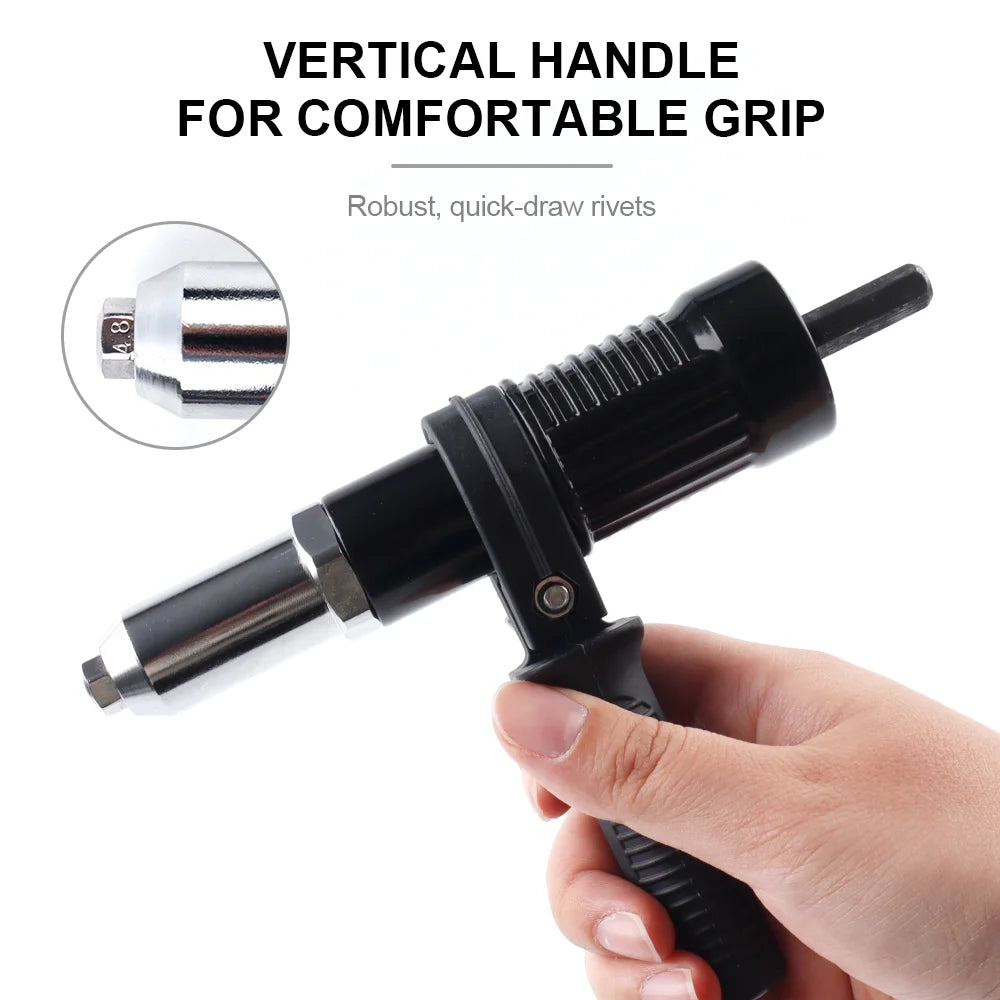 Electric Drill Rivet Gun Adapter - 2.4-4.8mm Hex Shank Cordless Riveter Tool Attachment