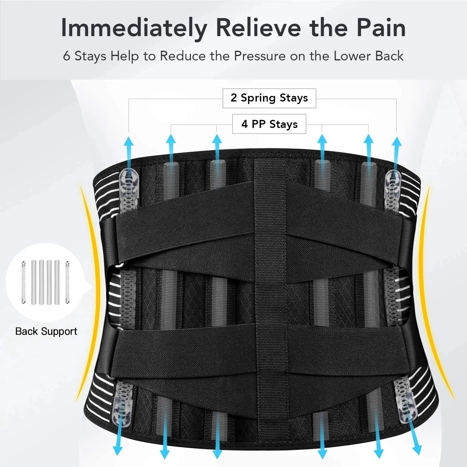 Adjustable Lumbar Support Belt - Orthopedic Back Brace for Pain Relief - 4