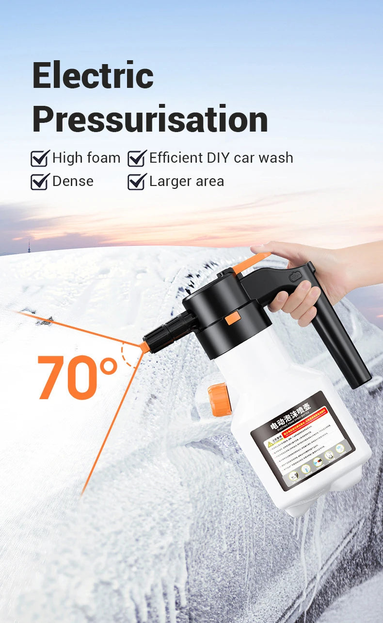 Rechargeable Electric Foam Sprayer - 2L Auto Car Wash Spray Bottle