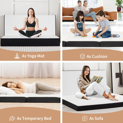 Portable Tri-Fold Memory Foam Mattress - Foldable Floor Bed for Guest & Travel