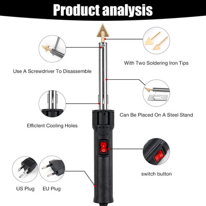 150W/50W Plastic Welder & Soldering Iron Kit - Car Bumper, Kayak & Dashboard Repair Tool