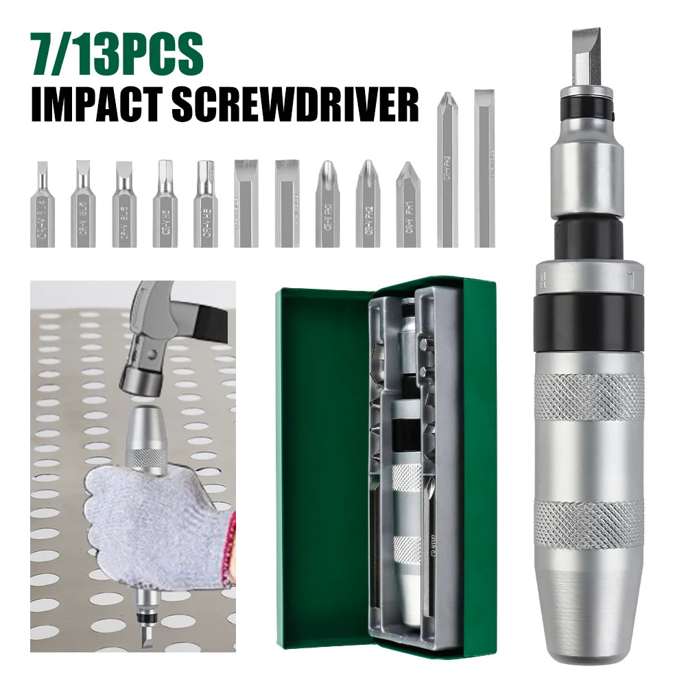 Heavy Duty Manual Impact Screwdriver Set | Reversible Hand Tool Kit