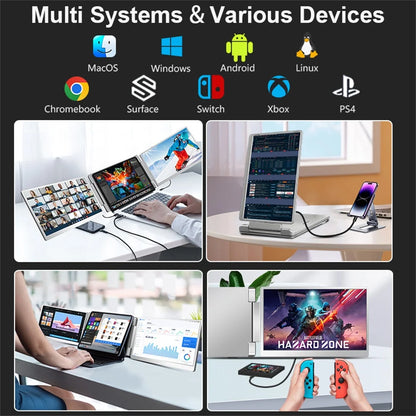 Portable Triple Screen Laptop Extender - 16" FHD IPS Dual Monitor Setup