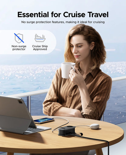 Portable EU Travel Power Strip with USB-C & Fast Charging – 5-in-1 Compact