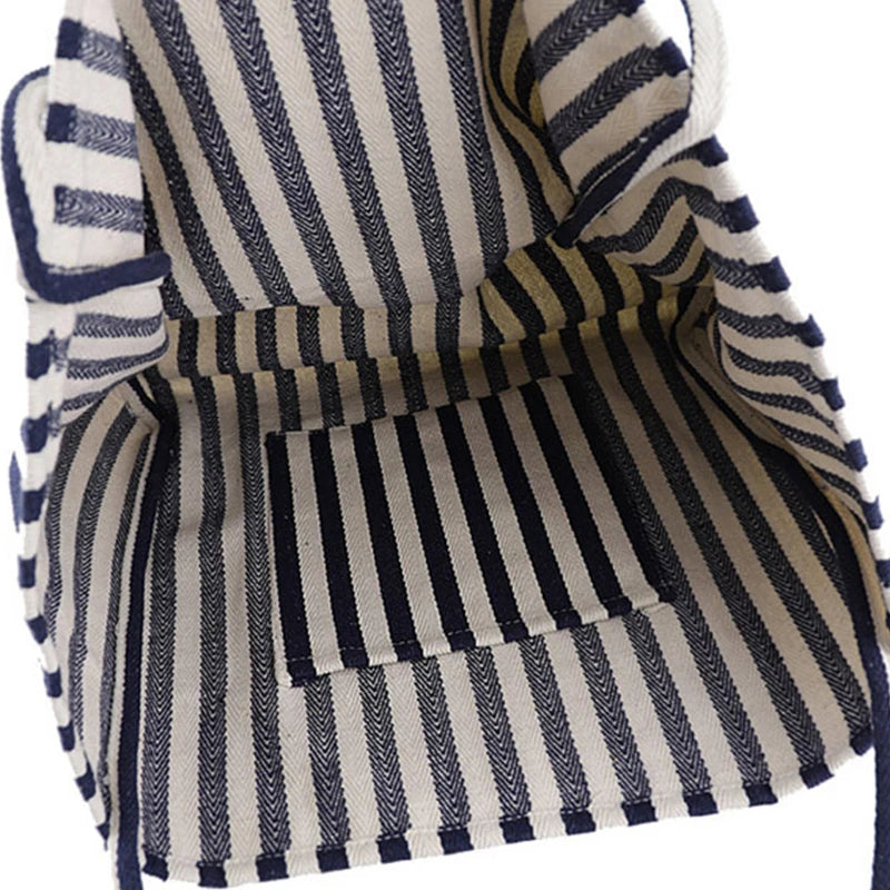 Luxury Striped Canvas Tote Bag