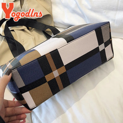 Luxury Fashion Plaid Tote